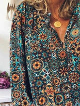 Vintage Print Long-sleeved Lapel Shirt